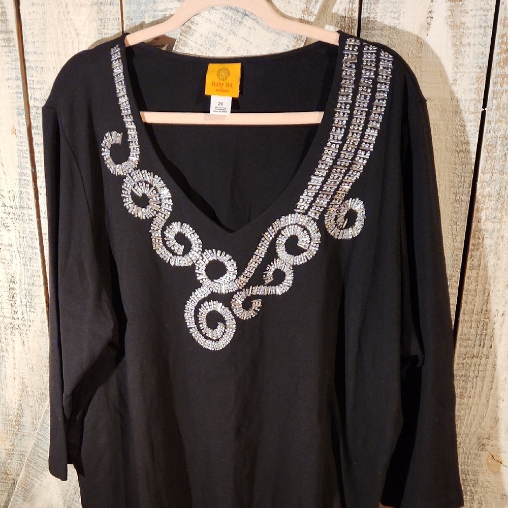 Ruby Rd. Black Top with Silver Accents